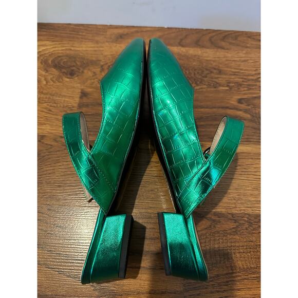 FOWT Crock-Textured Pointed Toe Mules – Emerald Green | Women’s Size 13 NWT - Picture 6 of 10